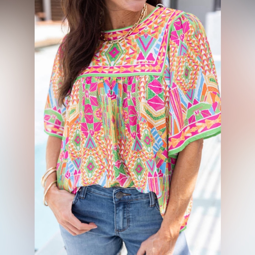 Geometric Print Blouse